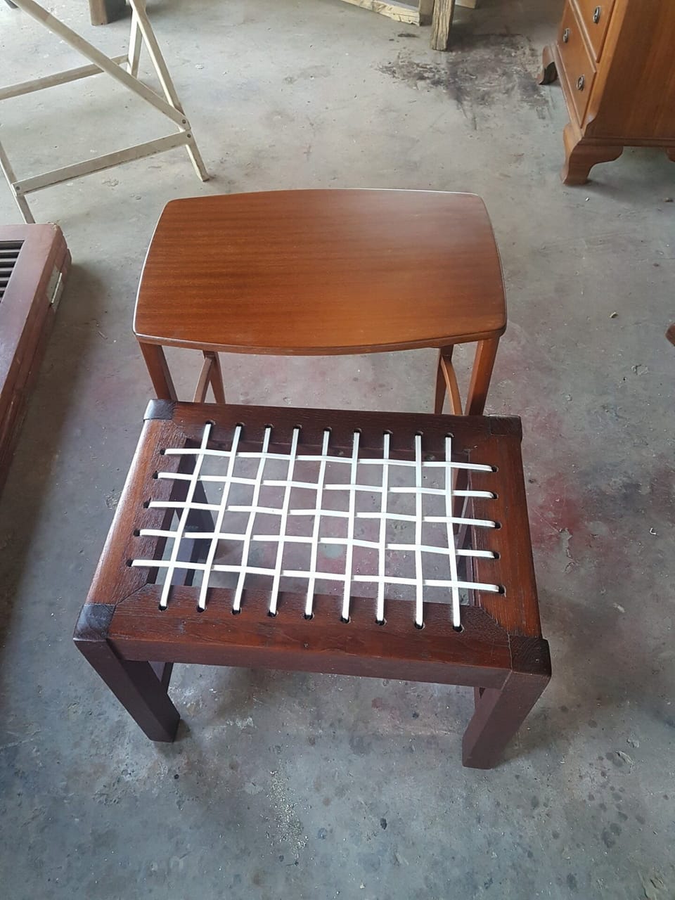 Nesting Table and Teak Stool