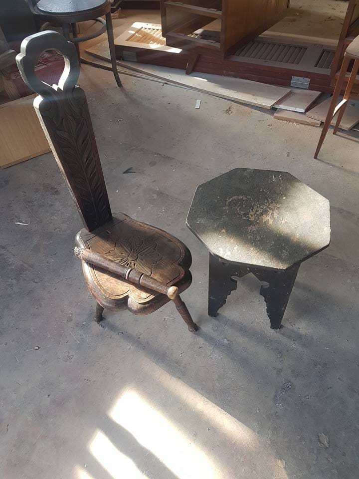 Birthing Chair and Table — before restoration