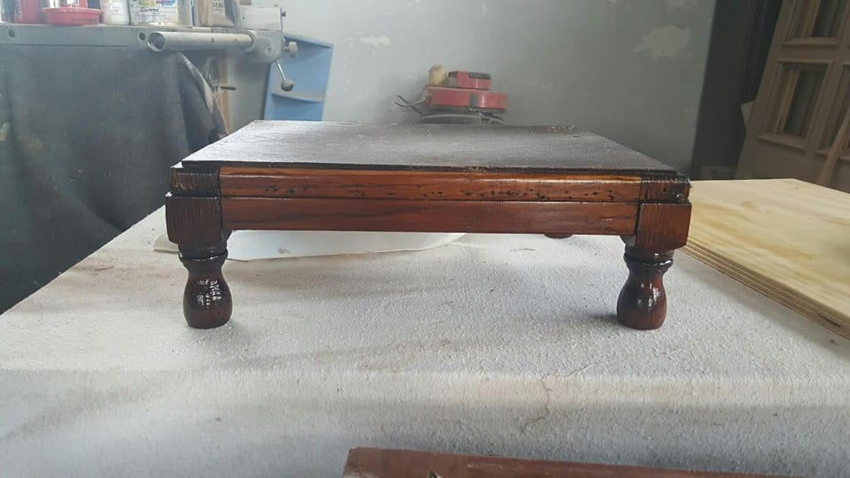 Oak tapestry footstool