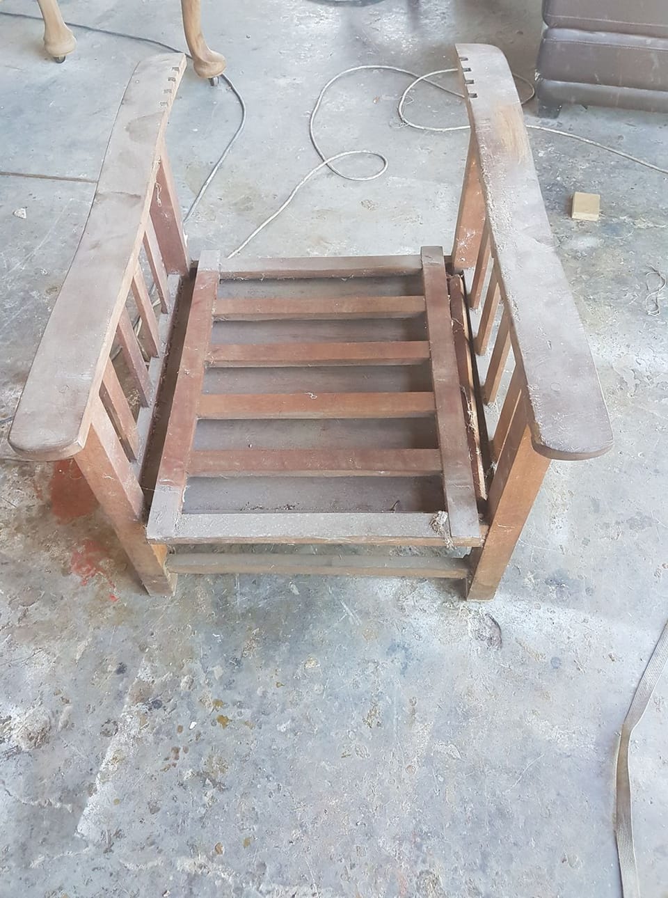 Burmese Teak Morris Chair — before restoration