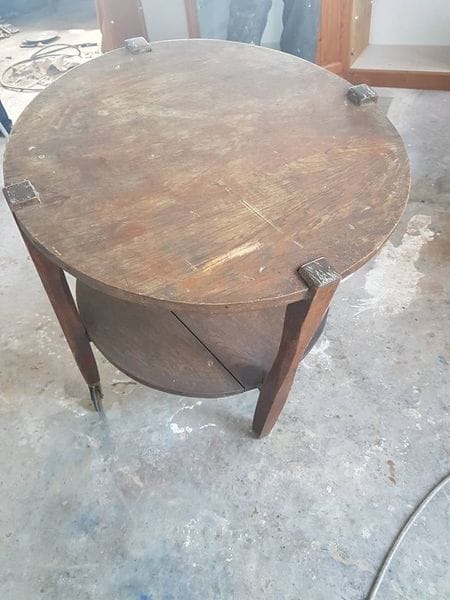 Burmese Teak Table — before restoration