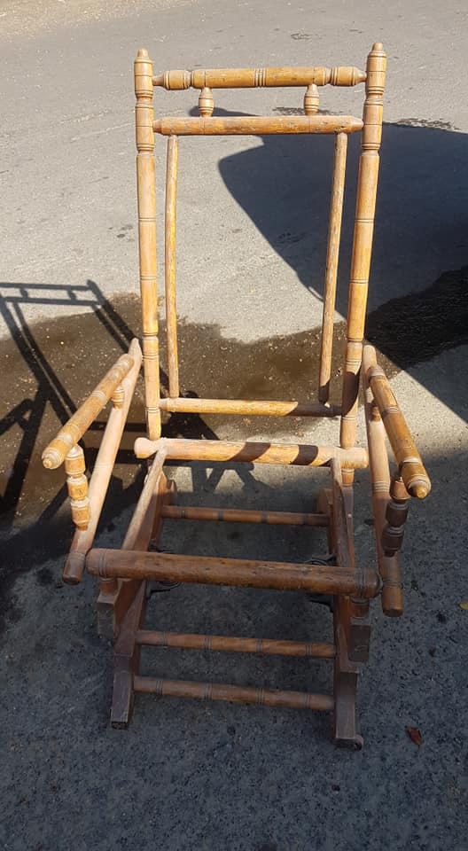 Antique platform rocker — before restoration
