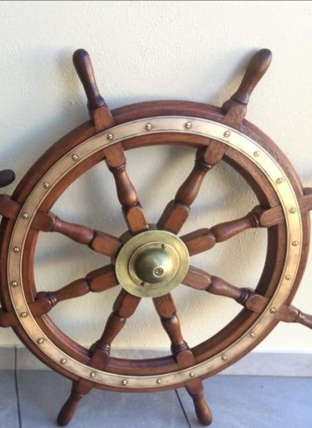 Antique fishing trawler wheel