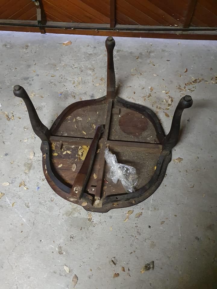 Imbuia table — before restoration