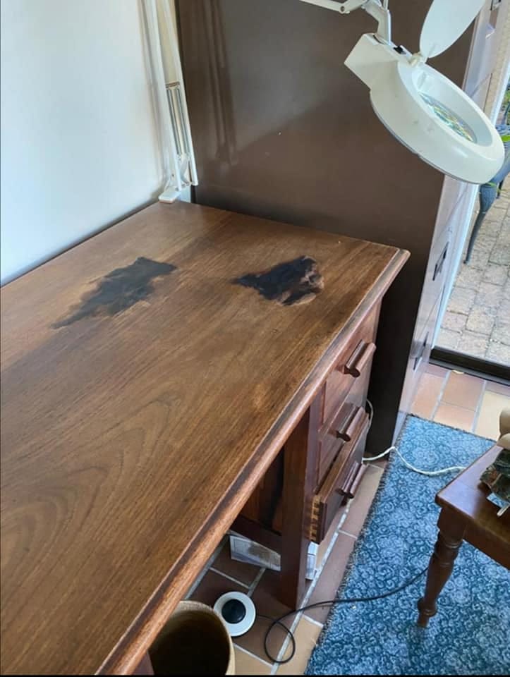 Kiaat desk — before restoration