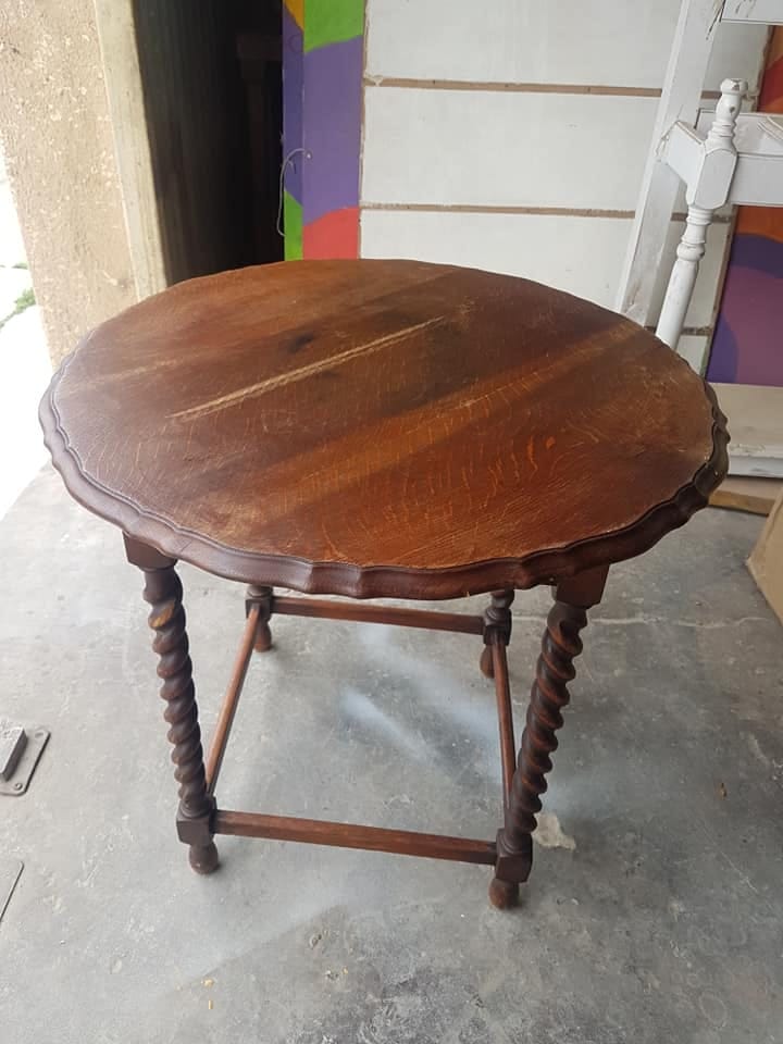 Refinished Oak table — before restoration