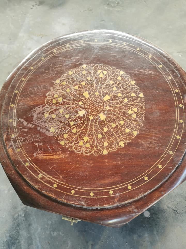 Rosewood storage box — before restoration