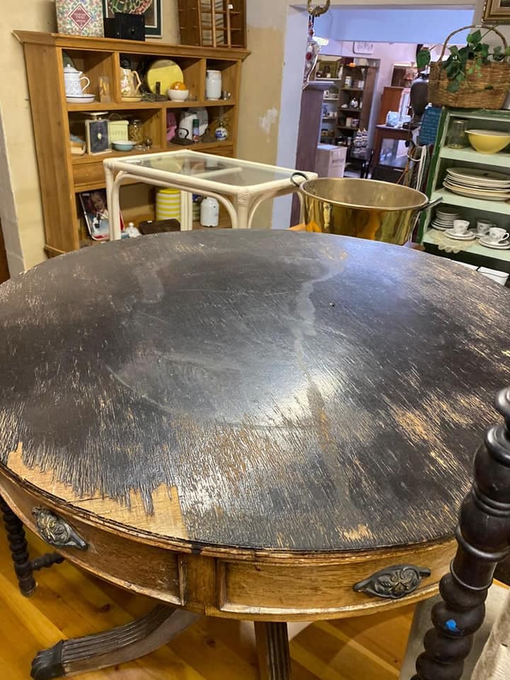 Restored round table — before restoration