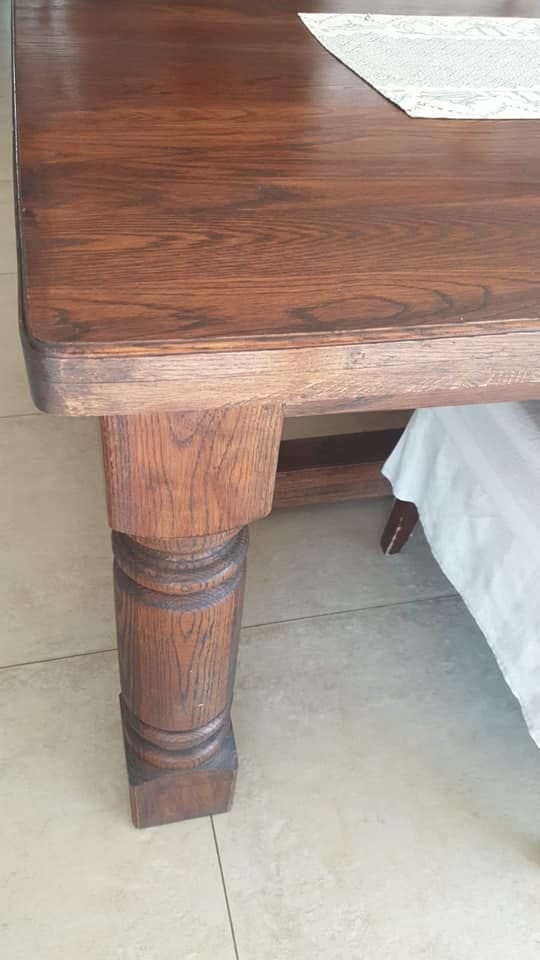 Stained oak table — before restoration