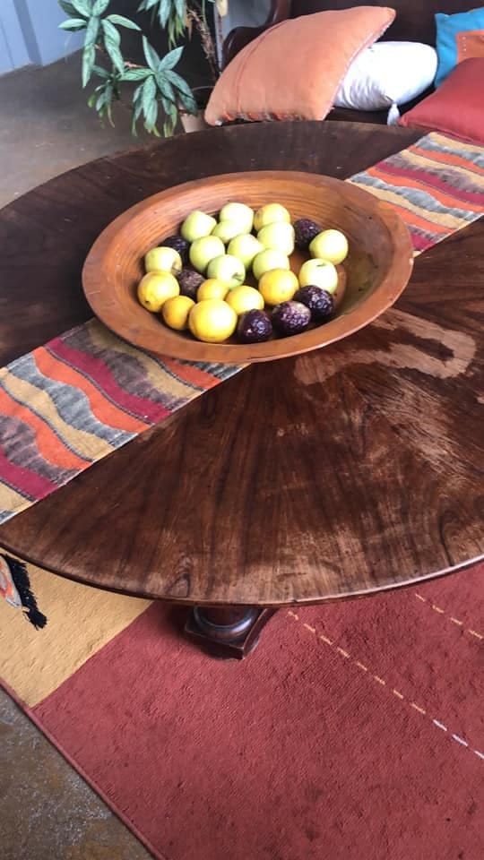 Victorian extendable round table — before restoration