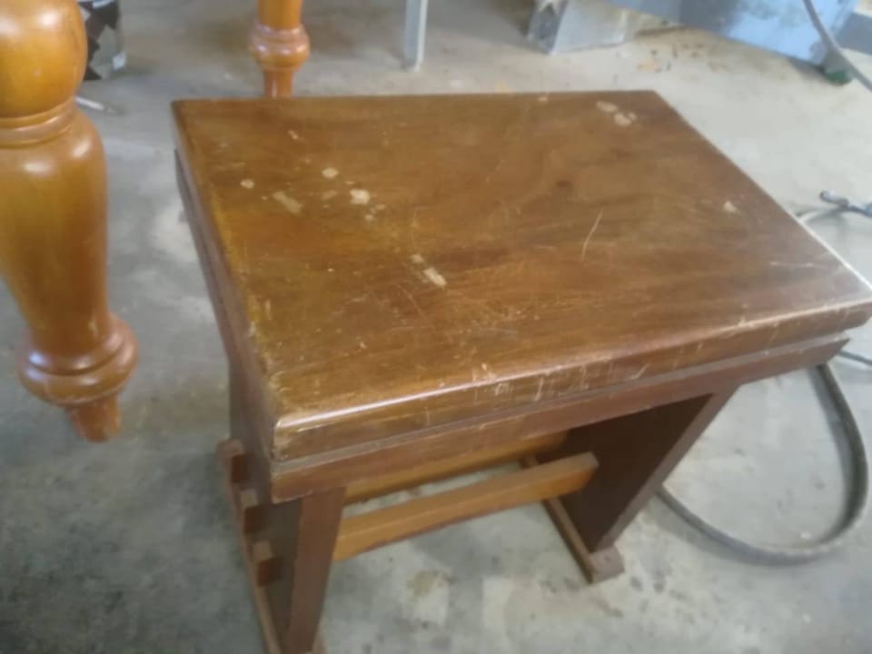 Volkskas Teak stool — before restoration